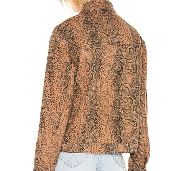 Free People Brown Snake Print Jean Jacket - Picture 2 of 6